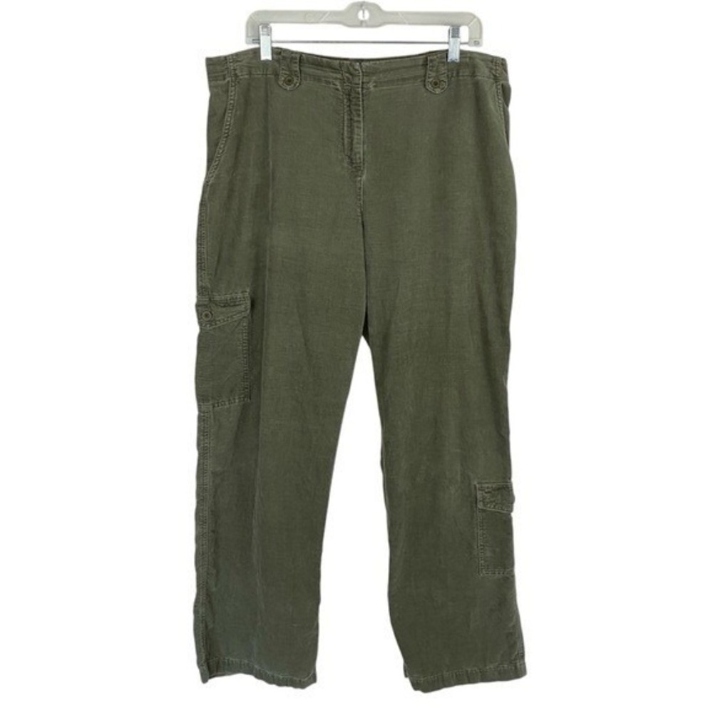 J. Jill Velvet Green Cargo Cotton‎ Straight Leg Pants Size 14